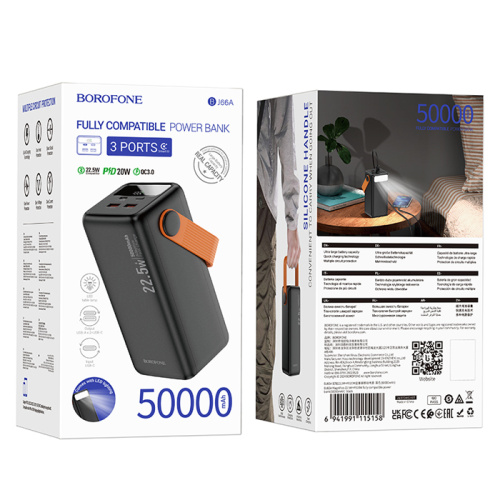 Пзу borofone bj66a 50000mah (pd20w/qc3.0) белый