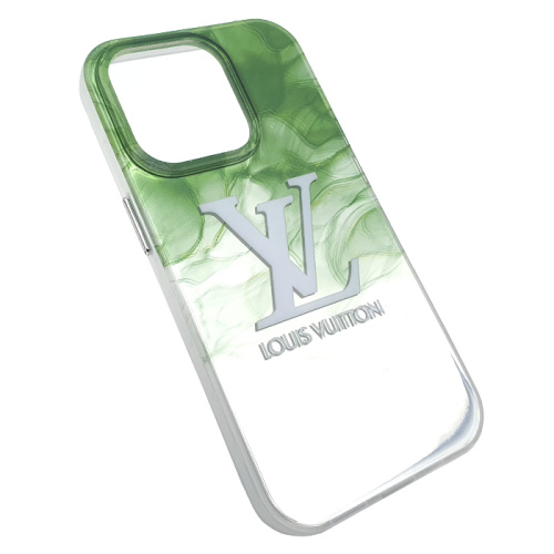 Чехол-крышка print hard pattern для iphone 14 pro max бело-зеленый