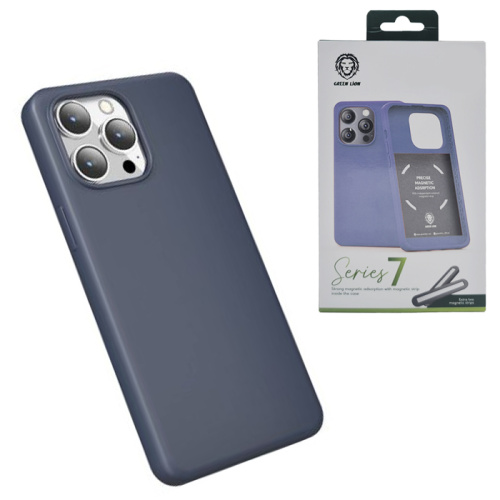 Чехол-крышка green lion series 7 magnetic absorption strip для iphone 14 pro синий