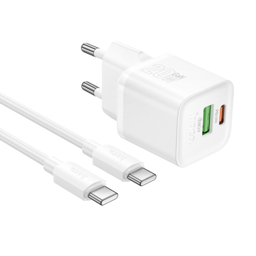 Сзу hoco n65 type-c to type-c (usb-c/usb-a/pd20w) белое
