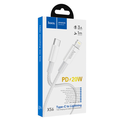 Кабель usb hoco x56 lightning (20w/3a/1m) белый 
